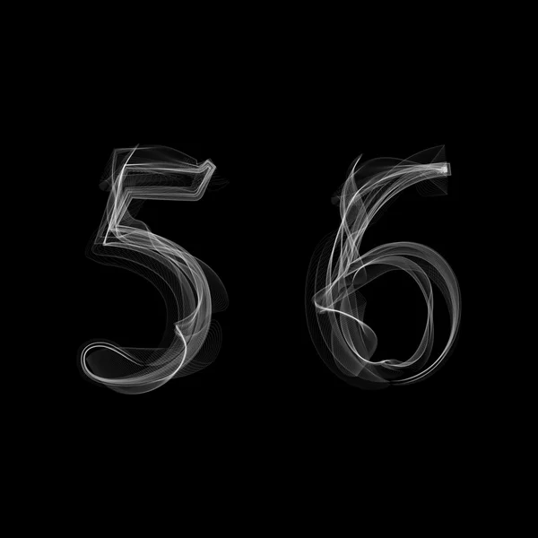 Kouř písmo. Čísla 5 6 — Stockový vektor