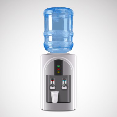 Realistic Electric Water Cooler with plastic glass. clipart