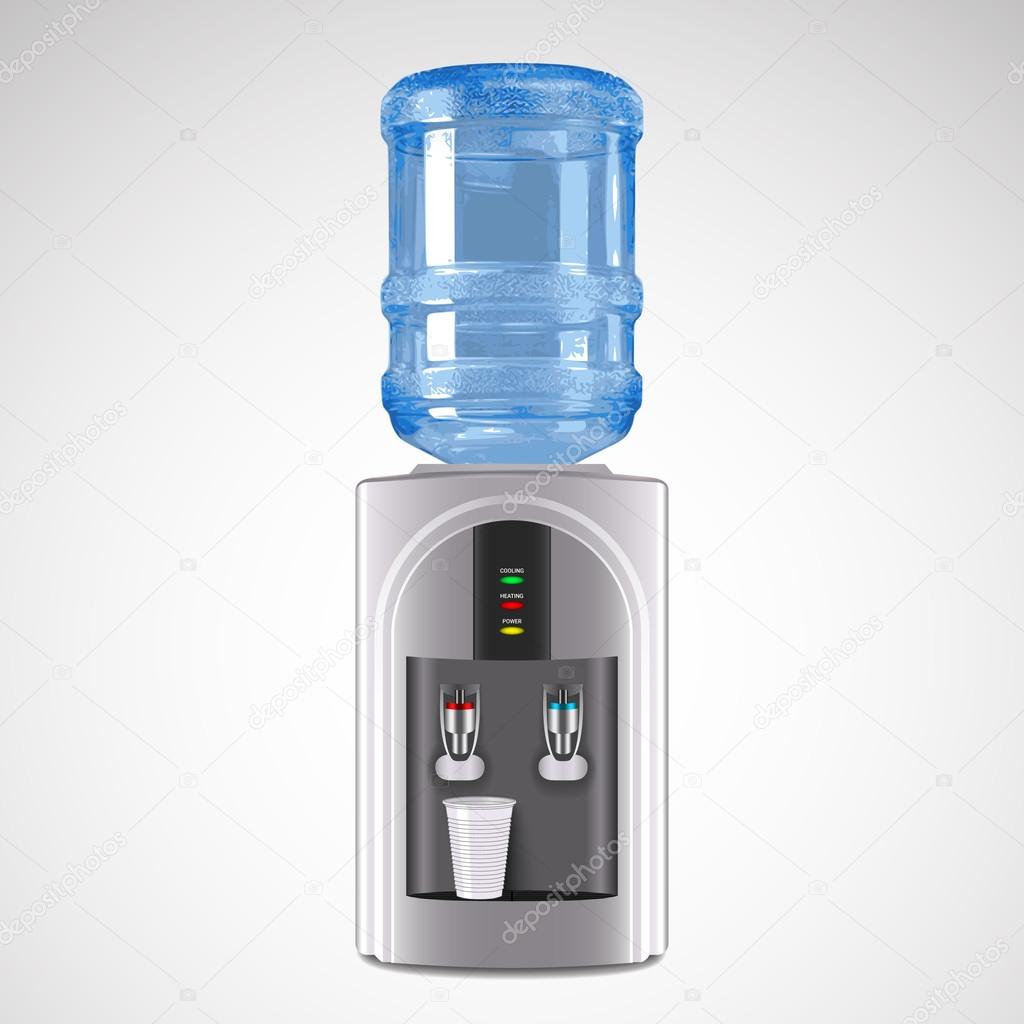 Realistic Electric Water Cooler with plastic glass.
