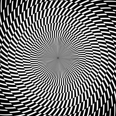 Optik yanılsaması hareketi üreten bir psychedelic dairesel web deseni ile dijital soyut resim.