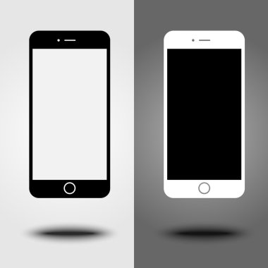 Yeni simgesi hareket eden smartphone koleksiyonu iphon tarzı örnekler ile izole boş perde. Vektör çizim yazdırma ve web öğesi için. 