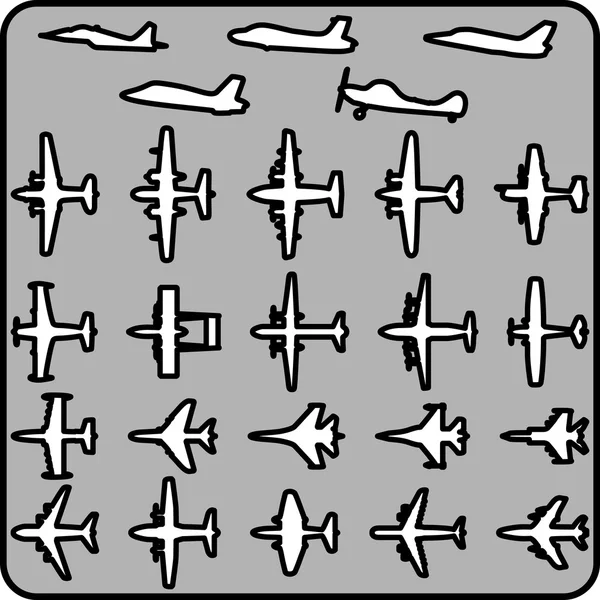 Vektor set ikon pesawat yang berbeda . - Stok Vektor