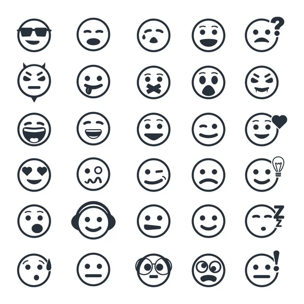 Gran conjunto de iconos vectoriales con caras sonrientes — Archivo Imágenes Vectoriales