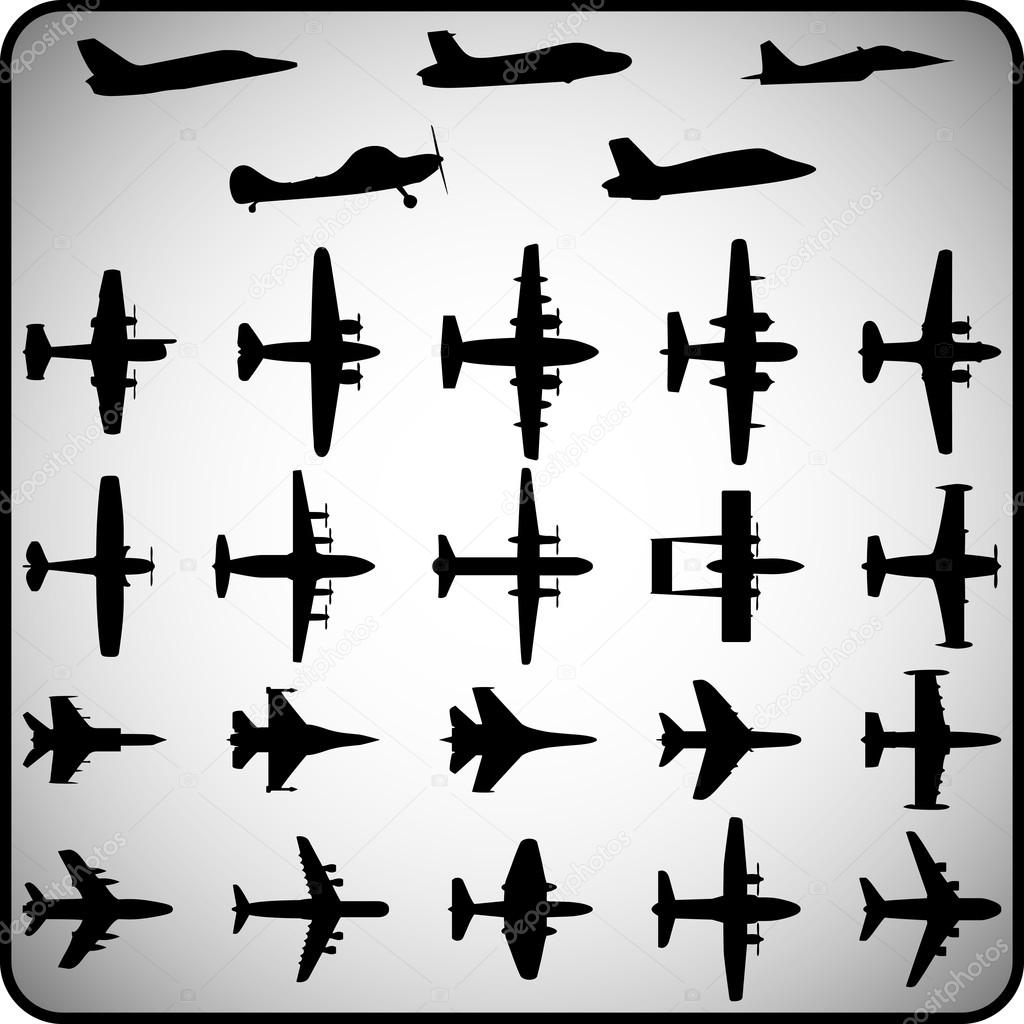 Vector set of different airplane icons 