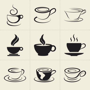 Coffee icons set, also as emblem, such a logo clipart