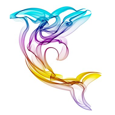 Dolphin vector silhouette on colored background. clipart