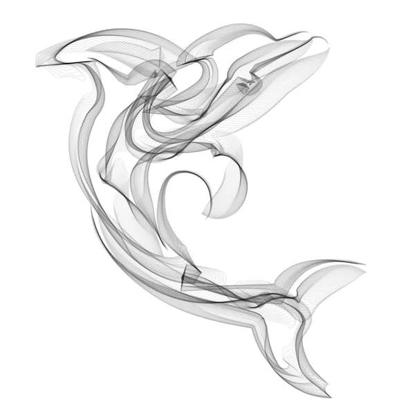 Delphin Vektor Silhouette auf weißem Hintergrund. — Stockvektor