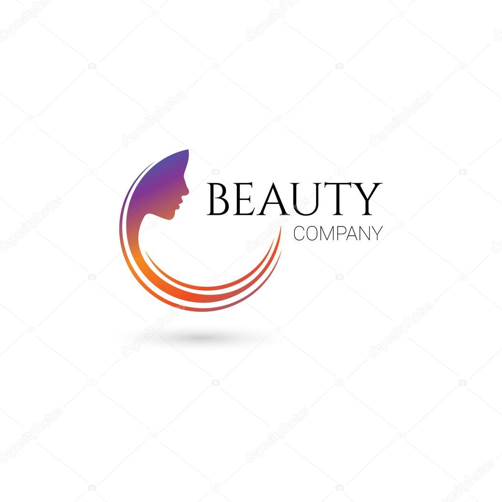 Logo for beauty salon, company with female face and hair
