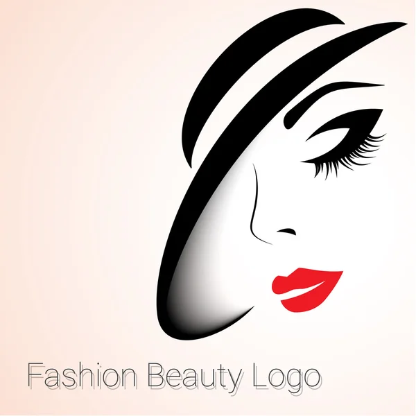 Logo de belleza de moda. Mujer con sombrero — Vector de stock