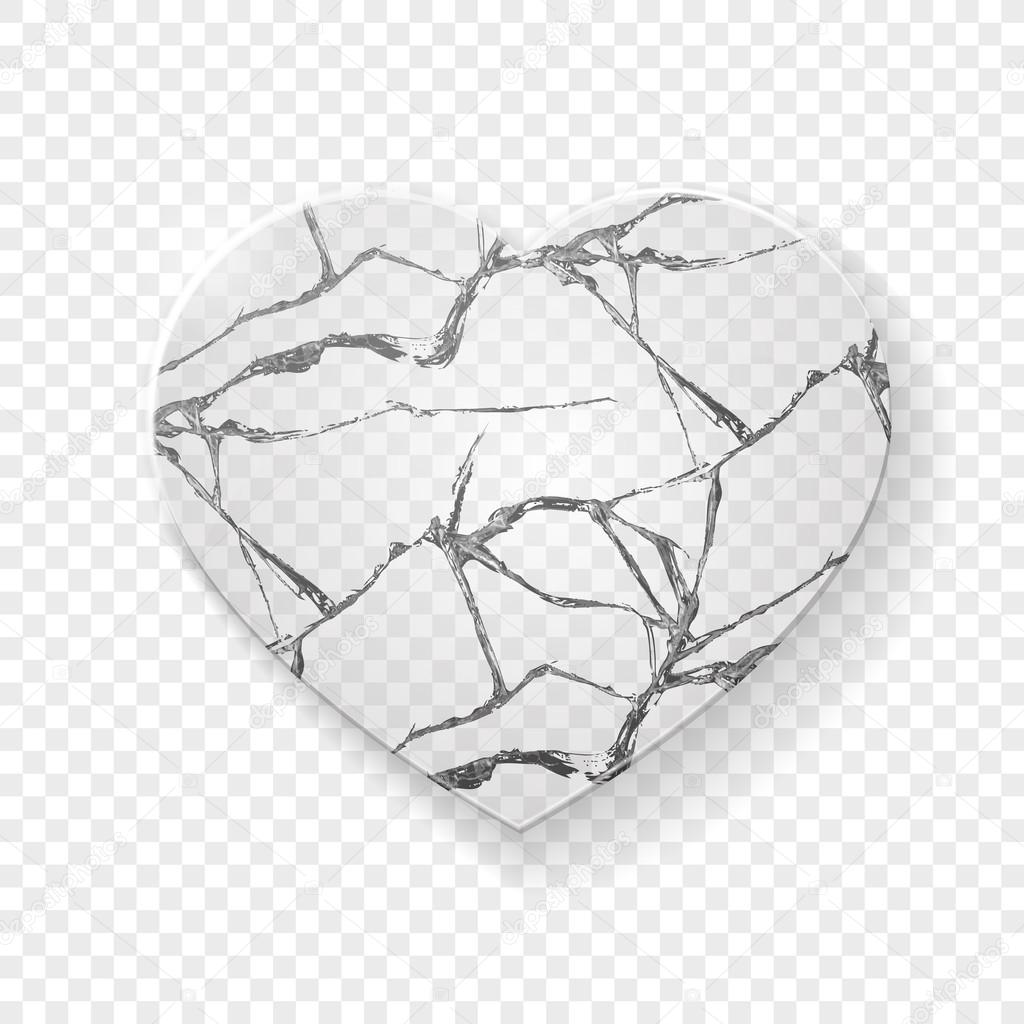 Broken heart made from glass