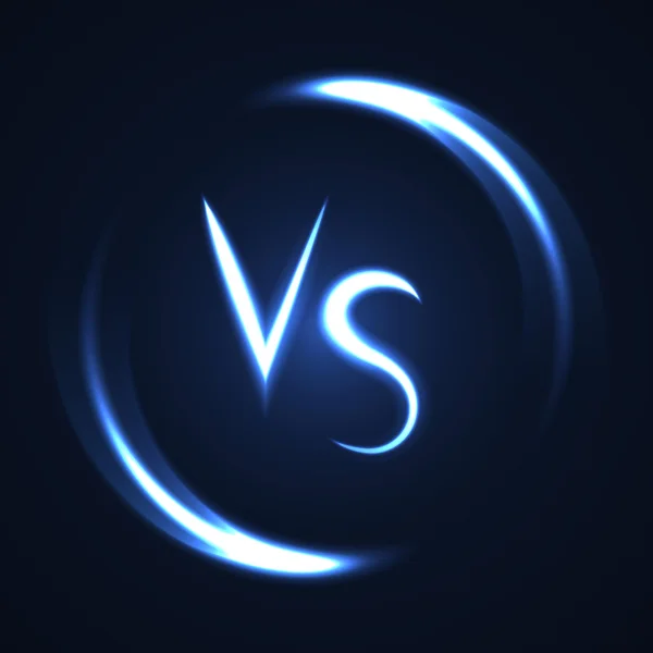 Logo luminoso delle lettere Versus. Simbolo in stile piatto Neon V e S . — Vettoriale Stock