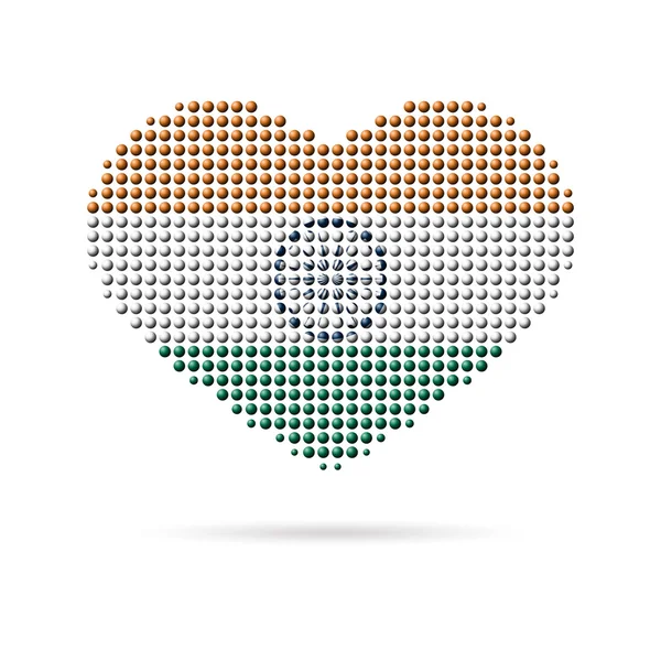 Me encanta la India, bandera creativa del corazón — Vector de stock