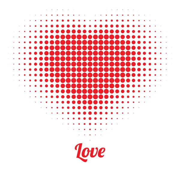 Rood hart Halftone-logo, vector illustratie — Stockvector