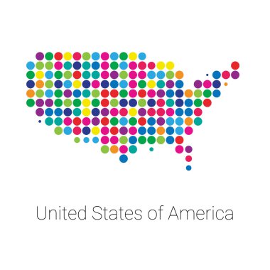 ABD harita renkli noktalı tasarım vektör