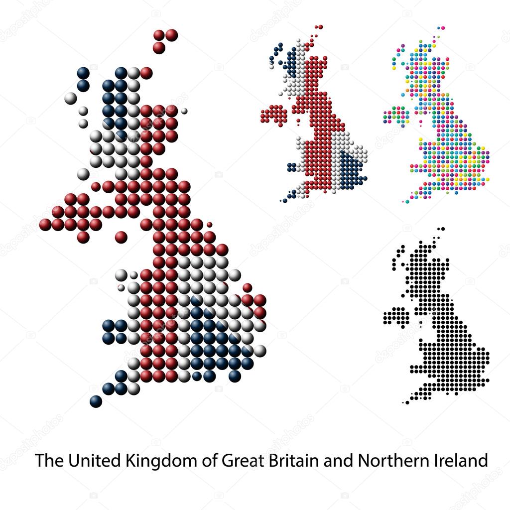 UK, Great Britain Map vector color dotted design
