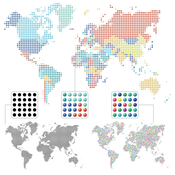 Ensemble de cartes du monde — Image vectorielle