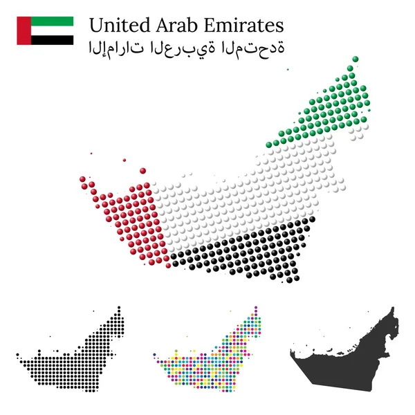 United Arab Emirated flag and maps — Stock Vector