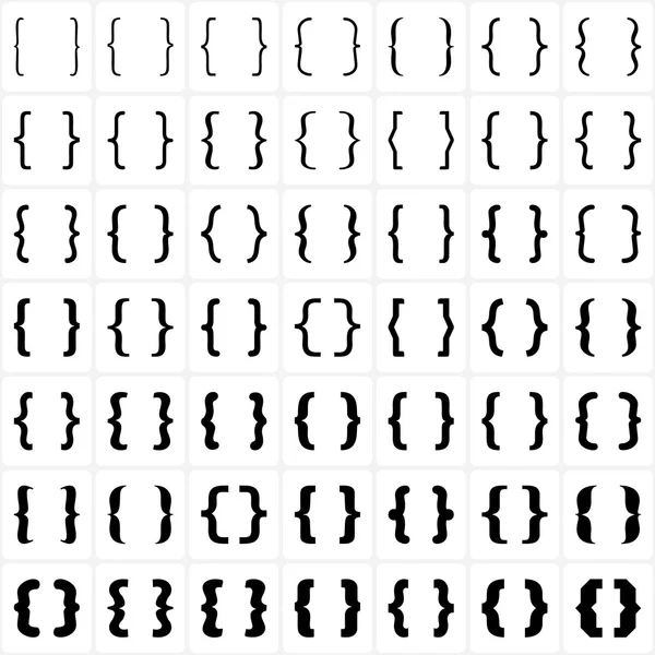Conjunto de tirantes o corchetes rizados icono. Vector — Archivo Imágenes Vectoriales