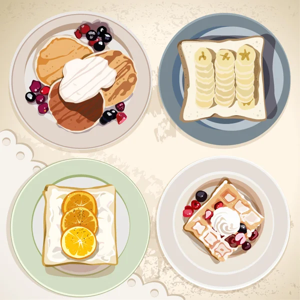 Comida set desayuno — Vector de stock