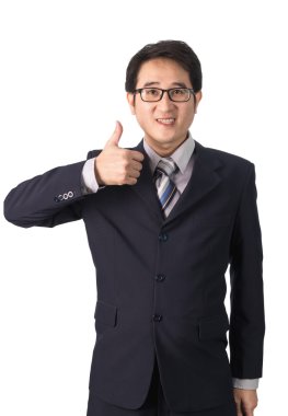 Asya işadamı başparmak bir gülen ile telafi w izole