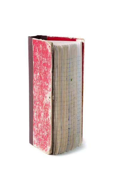 Old red account book, isolated — Stock Photo, Image
