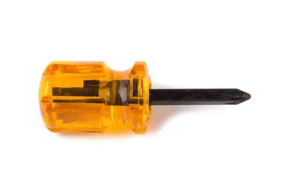 Orange short screwdriver isolated — Stock Photo, Image