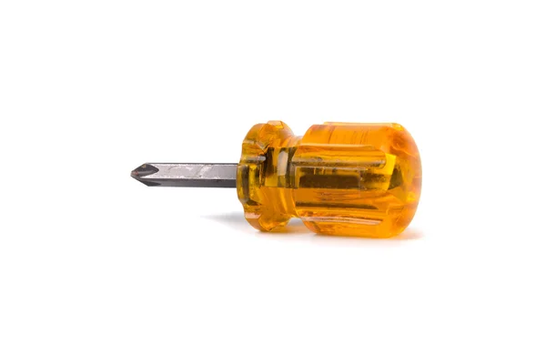 Orange short screwdriver isolated — Stock Photo, Image