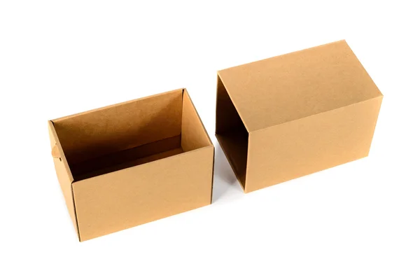 Braune Kartonverpackung mit Einband, isoliert auf weißem Backgr — Stockfoto