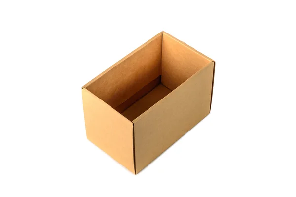 Verpackung aus braunem Karton, isoliert auf weißem Hintergrund — Stockfoto