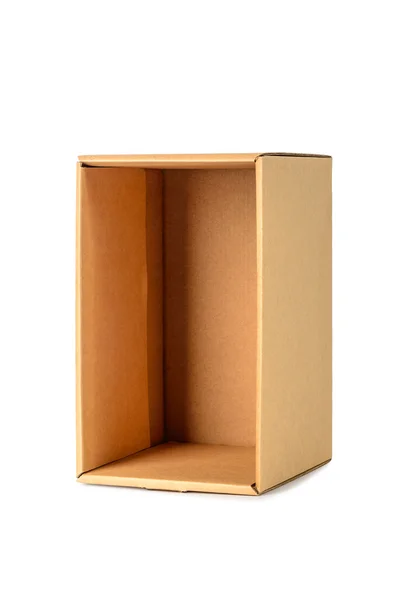 Beyaz arka plan üzerinde izole kahverengi karton kutu paket — Stok fotoğraf