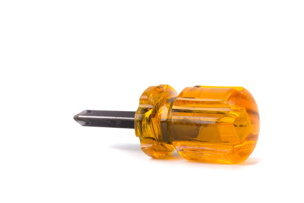 Orange short screwdriver isolated