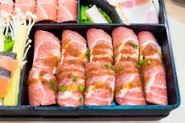 Dilim ham kurobuta domuz plakaları, sukoyaki ve yakiniku için ho