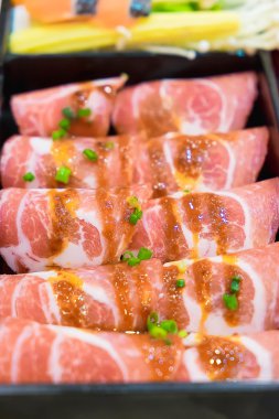 Dilim ham kurobuta domuz plakaları, sukoyaki ve yakiniku için ho