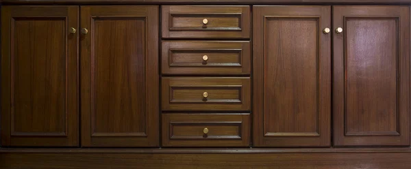 Puerta delantera del gabinete del marco de madera de la cocina y cajones hechos de da — Foto de Stock