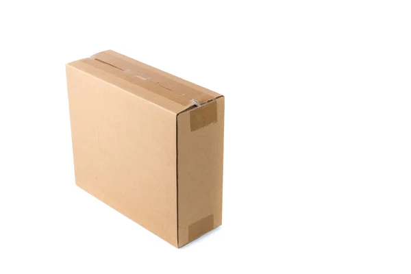 Uzavřené lepenku nebo hnědého papíru balení box izolovaný s tak — Stock fotografie