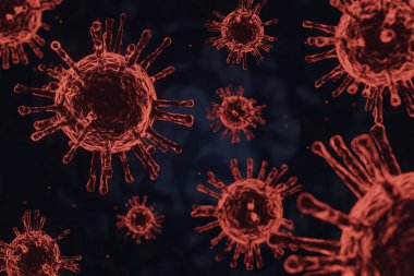 Coronavirus Covid-19 salgını ve koronavirüs gribi geçmişi, bulaşıcı bir virüs. SARS, 3 boyutlu görüntüleme