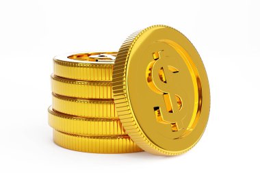 Altın para yığını, iş bankacılığı ve finansal konsept. 3d hazırlayıcı.