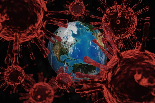 Coronavirus Covid Zelle Auf Dem Planeten Welt Verbreitet Welt Infiziert — Stockfoto