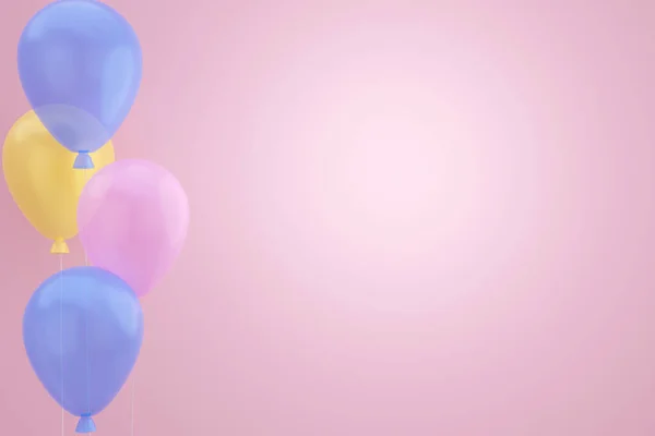 Pastel Balloons Плаває Рожевому Тлі Оздоблення Мінімального Різдвяного Нового Року — стокове фото