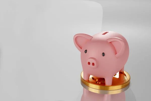 Piggy Bank Met Stapel Van Gouden Munt Sparen Geld Besparen — Stockfoto