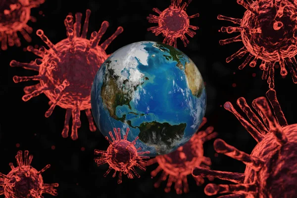 Coronavirus Covid Κυττάρων Εξαπλωθεί Όλο Τον Κόσμο Πλανήτη Κόσμος Μολυνθεί — Φωτογραφία Αρχείου