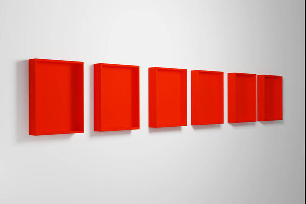 Red box or tray mockup on white background for product presentation, 3d render.