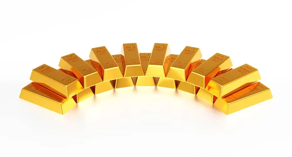 Gold Ingot Stack Gold Bars Business Banking Financial Concept Render — Stock Photo, Image