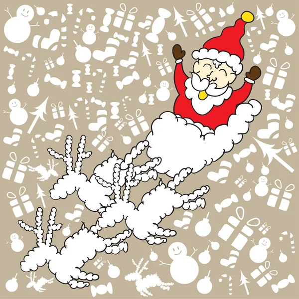 Clause Santa avec fond de neige pour le vecteur Jour de Noël — Image vectorielle