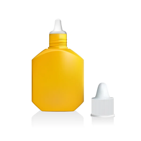 Obrázek žluté kapky láhve izolovaných na bílém pozadí — Stockový vektor