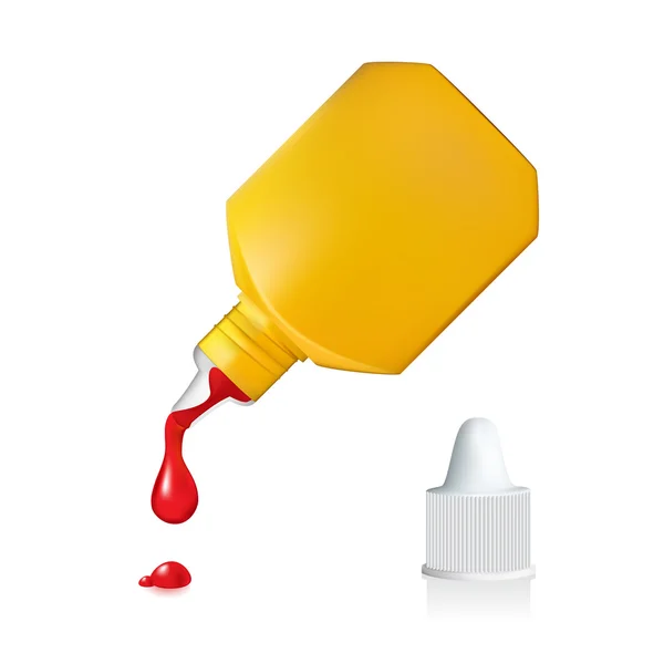 Illustration der gelben Tropfflasche isoliert auf weißem Hintergrund — Stockvektor