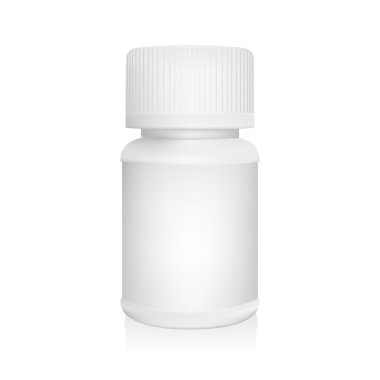 Beyaz arka plan üzerinde beyaz plastik tıbbi ambalaj