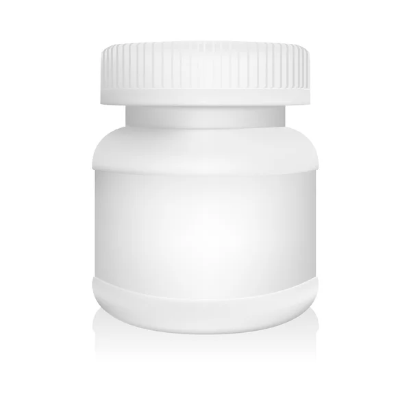 Contenitore medico in plastica bianca su sfondo bianco — Vettoriale Stock