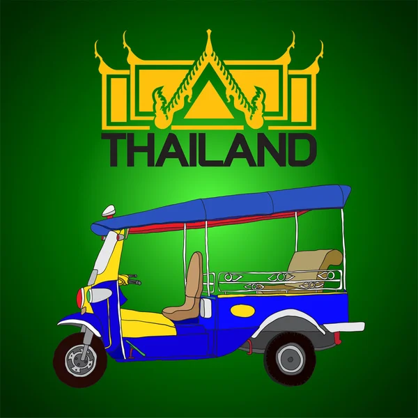 Tuk tuk, Bangkok Tayland Logo takside 3 tekerlekli — Stok Vektör