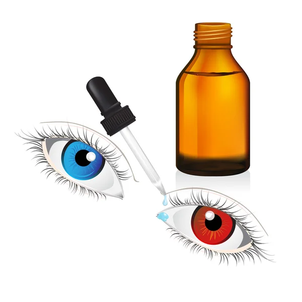 Illustratie van glazen fles met pijp druppelaar conjunctivitis vector — Stockvector